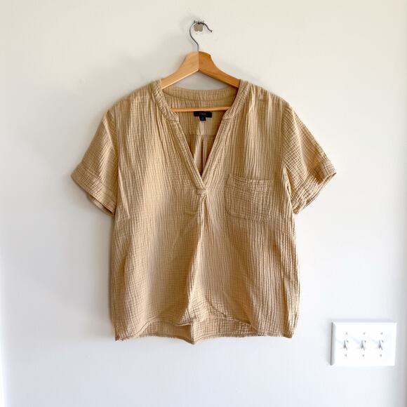 J. Crew Tops - J. Crew V-Neck Soft Gauze Pullover Popover Blouse Cream M